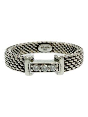 Tiffany & Co Silver Diamond Somerset Mesh Ring